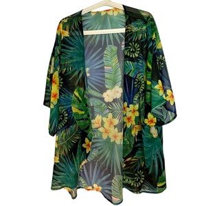 Floral and Leaf kimono or cover up